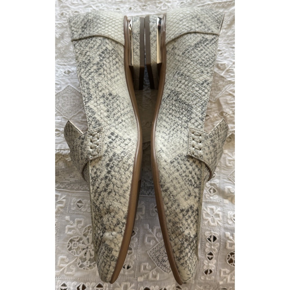 Franco Sarto Snakeskin-Print Pointed Toe Flats in Cream and Gray - Picture 3 of 10